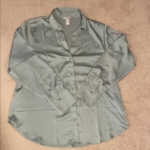 H&M Silky Blouse in Blue-green